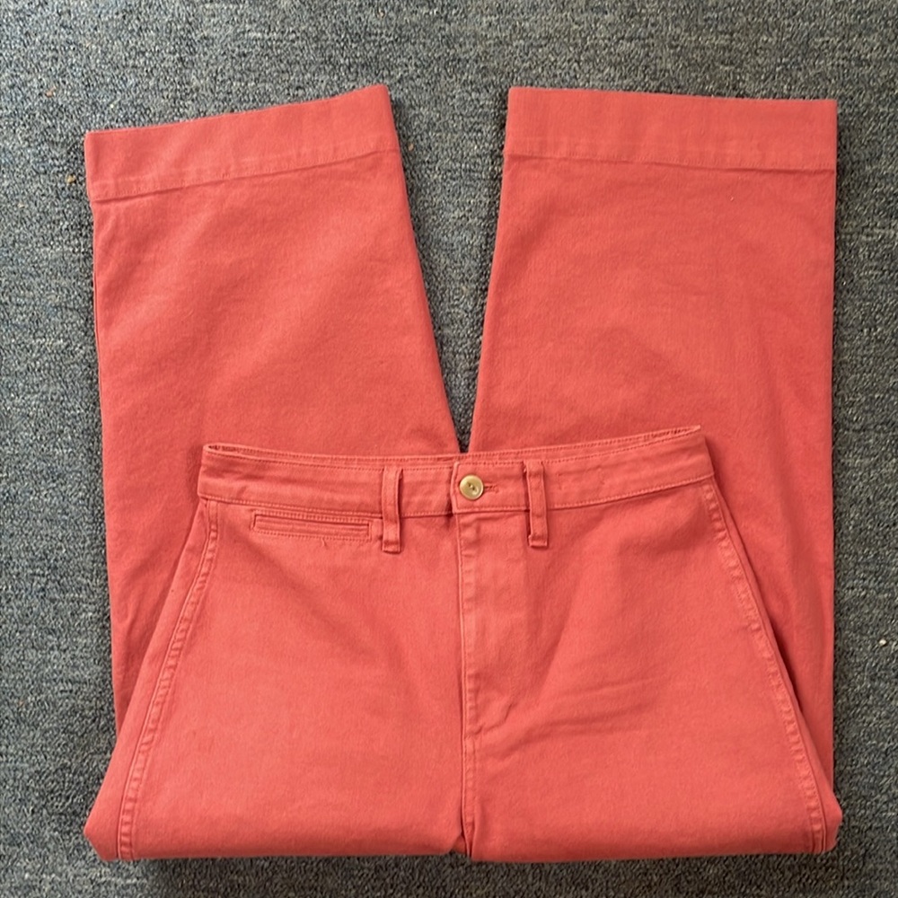 Madewell Coral Curvy Slim Emmett Wide-Leg Button-Up High Waist Pants